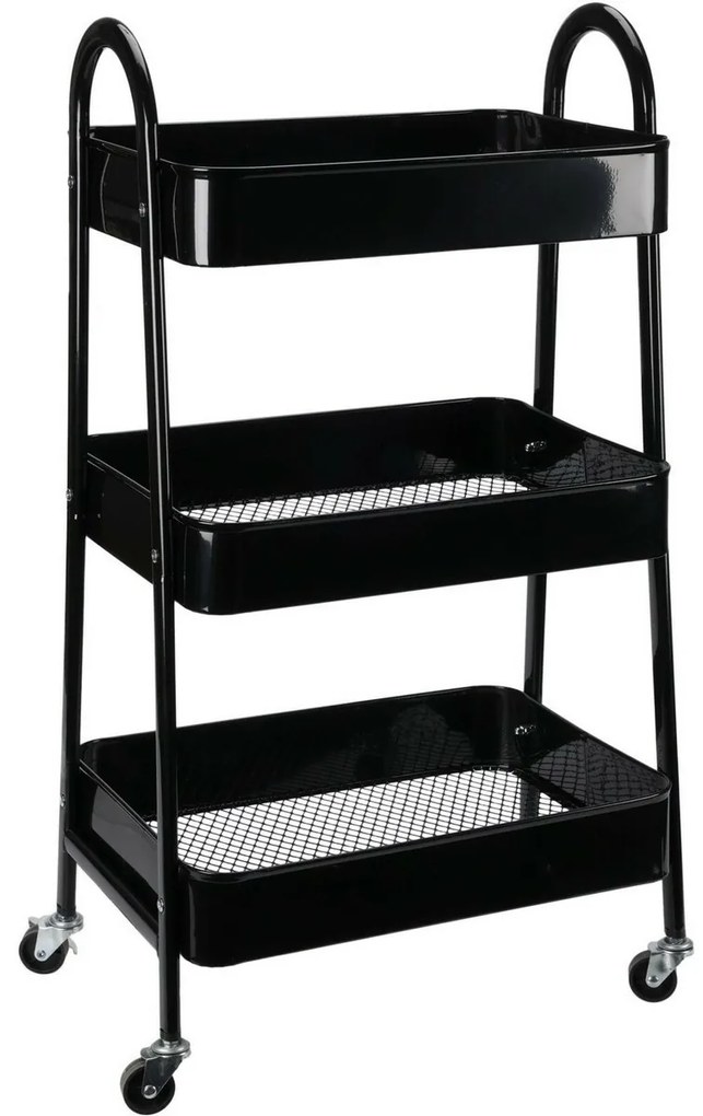 Storage Solutions Metalowy wózek kuchenny 3 półki44 x 31,5 x 79,5 cm, czarny