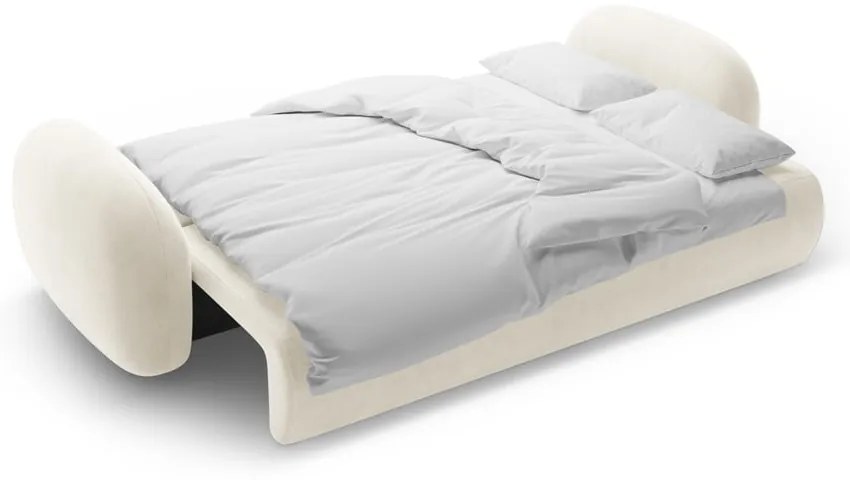 Kremowa aksamitna rozkładana/ze schowkiem sofa 262 cm Tonale – Cosmopolitan Design