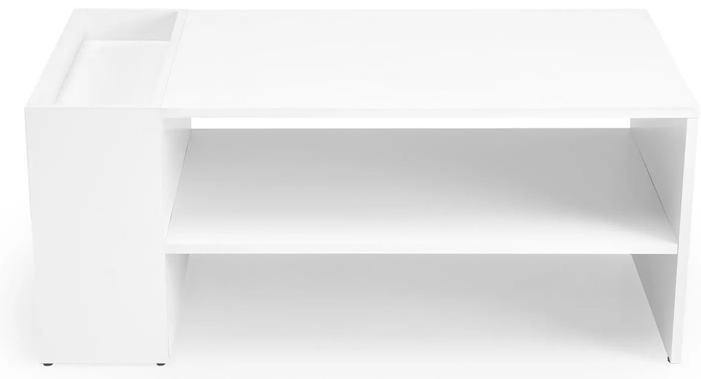 Prostokątna ława z dodatkowymi półkami biała 100/55/42 MURCIA