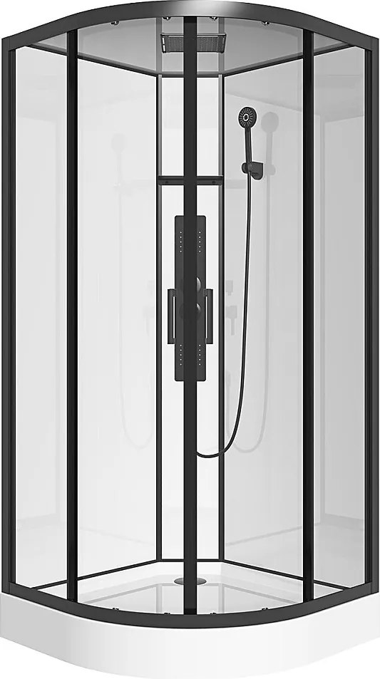 Kabina prysznicowa z hydromasażem ćwierćkolista - szer. 90 x gł. 90 x wys. 215 cm - SOLENA