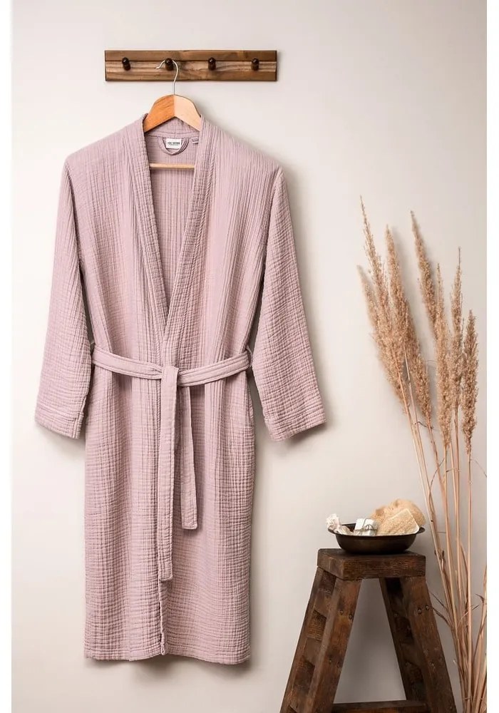 Różowy szlafrok muślinowy w rozmiarze S/M Kimono – Foutastic