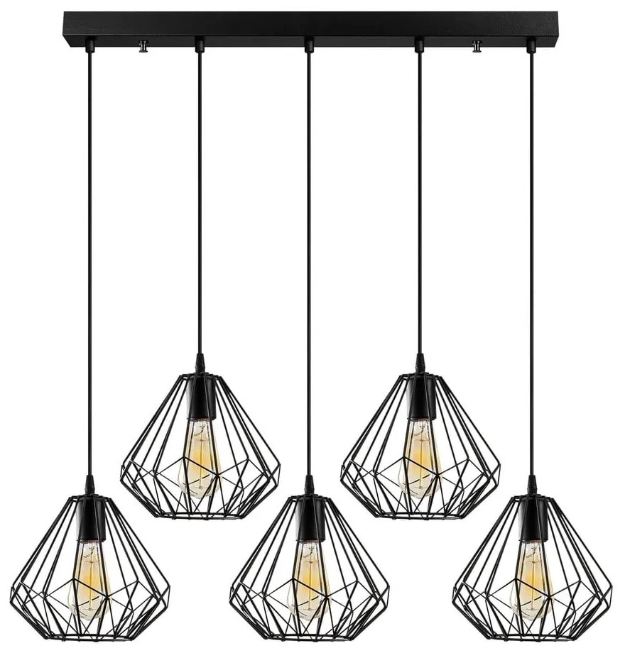 Czarna lampa wisząca z metalowym kloszem Diamond – Opviq lights