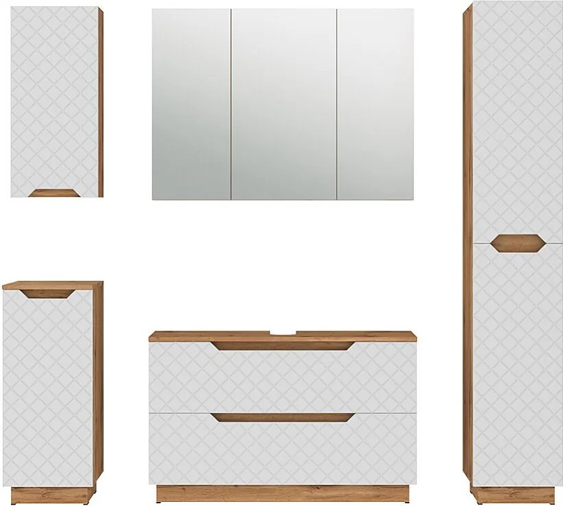 Zestaw mebli łazienkowych dąb/biały ze strukturą płytek 99.4x32x62.5 lotta