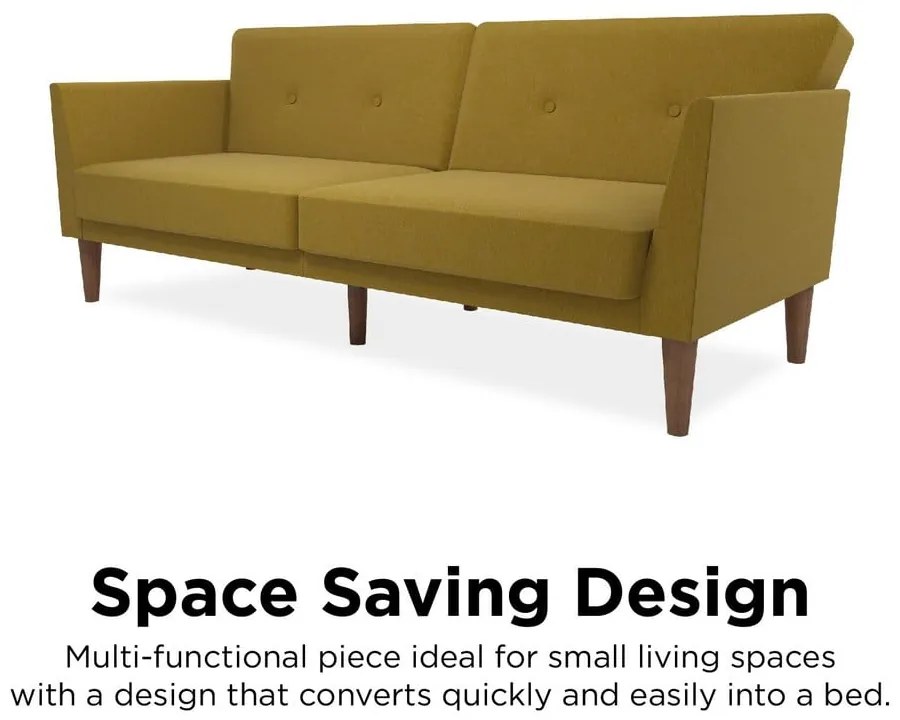 Żółta rozkładana sofa 205 cm Regal – Novogratz