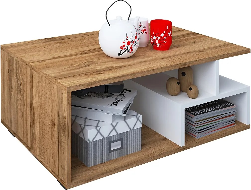 Drewniany zmiękczony stolik kawowy Sulas