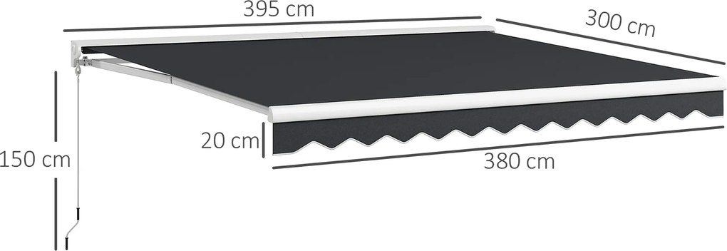 Outsunny Markiza Tarasowa Elektryczna Do Ogrodu - Markiza Nad Basenem 4x3 Aluminiowa Szara z Pilotem Zdalnego Sterowania Elektryczna/Ręczna | Aosom PL