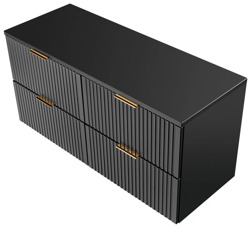 Szafka podwójna podumywalkowa czarna mat 120 x 46 cm ASTROS Black z blatem
