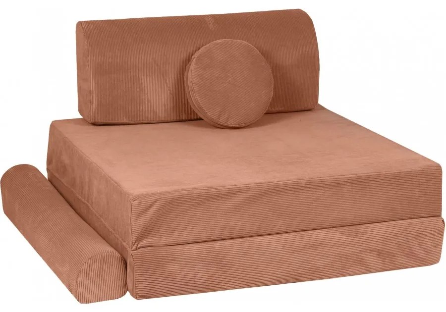Slimcord sztruksowa sofa dziecięca, ceglana - meowbaby®