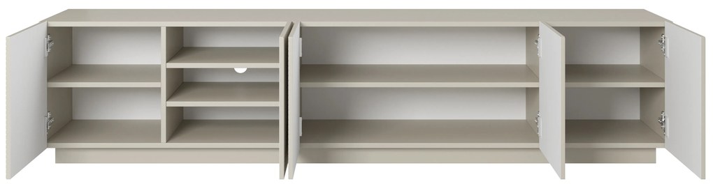 Szafka RTV Asha 200 cm pięciodrzwiowa z ryflowanym frontem - kaszmir