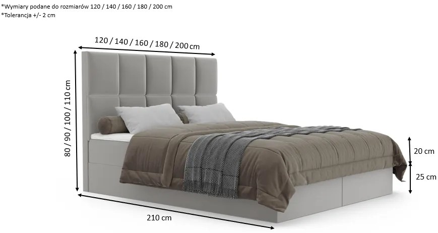 Łóżko kontynentalne NELLA 2 - 200x200