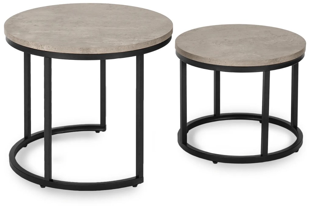 Zestaw Stolików Kawowych ROCKY 43 cm/53 cm Szary Beton Nowoczesny Loft