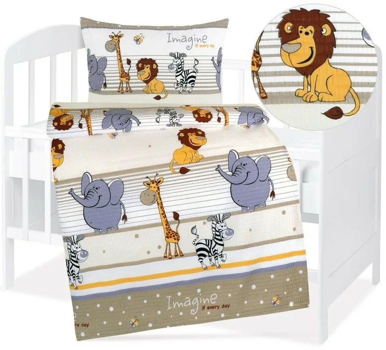 Bellatex Baby pościel z krepy Agata Safari beżowa,90 x 135 cm, 45 x 60 cm