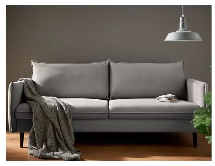 Szara aksamitna sofa 203 cm Juli – Ropez