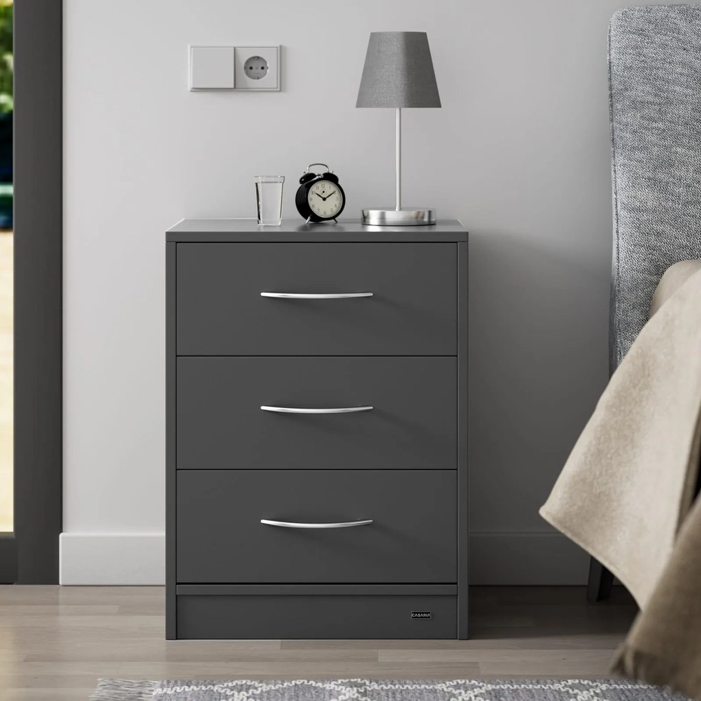 Szafka nocna ELOISE z podświetleniem, 54x39x28cm, antracytowa Casaria