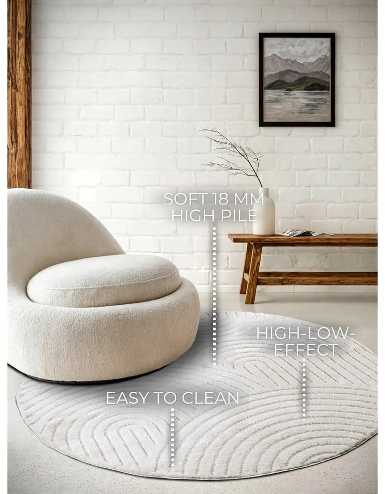 Biały okrągły dywan ø 200 cm Panglao New York White – Elle Decoration