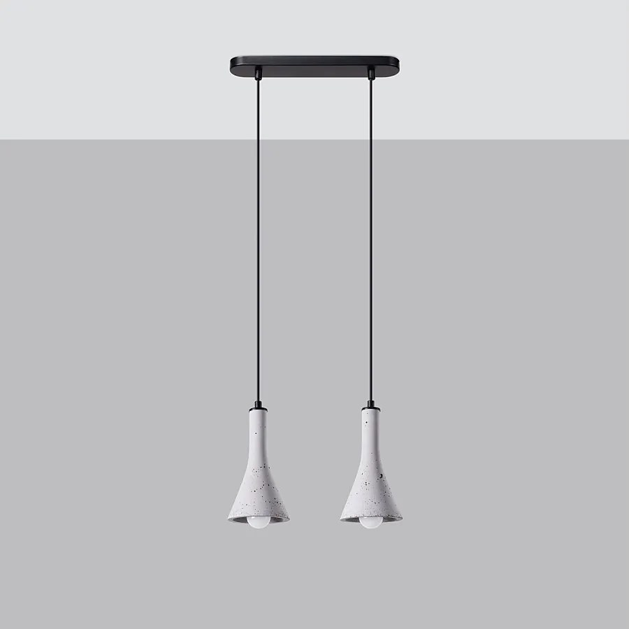 Lampy wiszące nowoczesny Lum, beton - 2 źródło światła 4000K - L.34 x H.113 cm - szary
