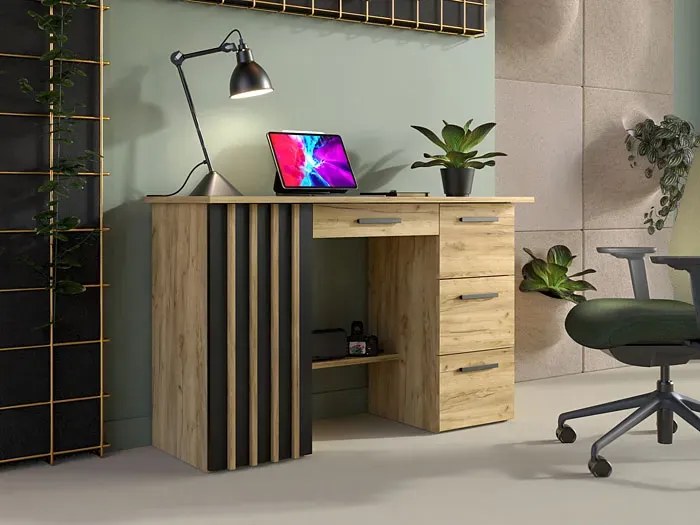 Biurko komputerowe w stylu loft z lamelami - Older