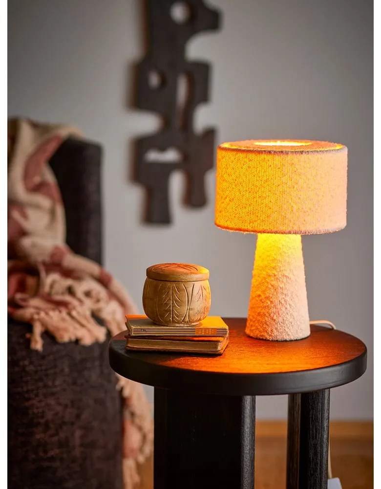 Biała lampa stołowa z tekstylnym kloszem (wysokość 30 cm) Emmie – Bloomingville