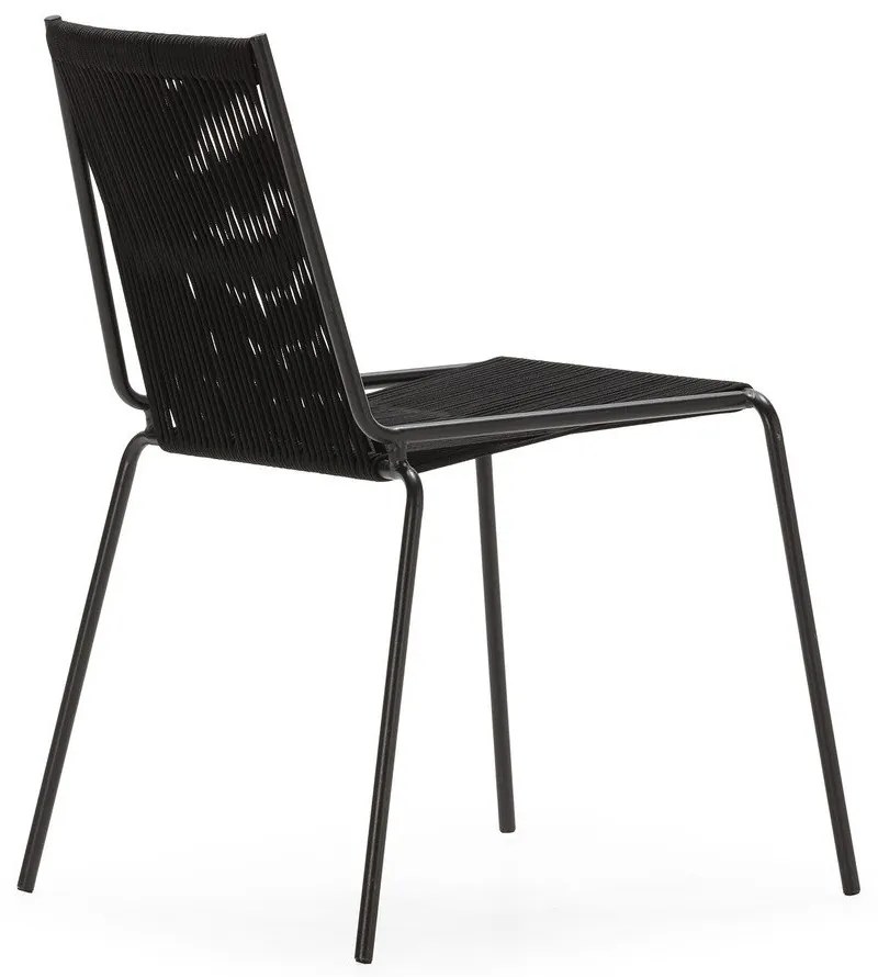 Czarne metalowe krzesła zestaw sztaplowane 2 szt. Emily – Marckeric