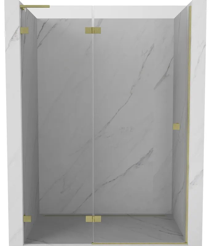 Mexen Lunar L drzwi prysznicowe uchylne lewe 140 cm, transparent, złote szczotkowane - 834L-140-000-55-00-L