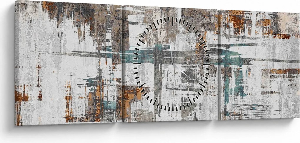 Obraz - Abstrakcyjne pociągnięcia (z zegarem) (90x30 cm)
