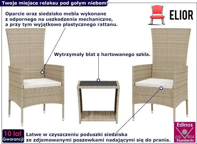 Beżowy zestaw mebli ogrodowych S4-T27