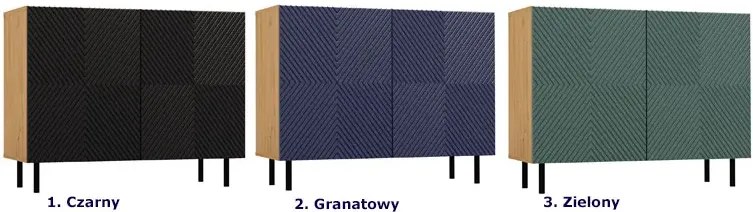 Granatowa nowoczesna komoda z ryflowanymi frontami - Mofo 4X