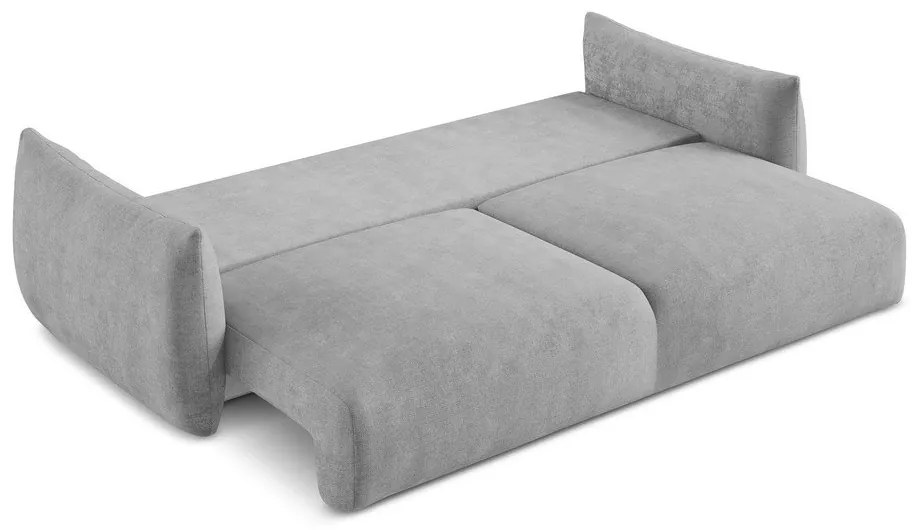 Jasnoszara rozkładana sofa z tkaniny szenilowej 230 cm Leila – Makamii