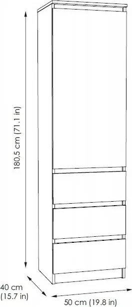 Szafa jednodrzwiowa z szufladami i półkami dąb sonoma K2-G23