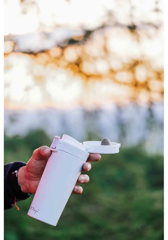 Biały podróżny kubek termiczny Vialli Design Fuori, 400 ml