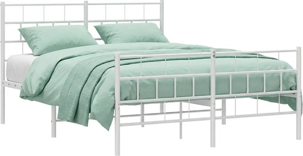 Białe dwuosobowe metalowe łóżko 120x200 A1-P90