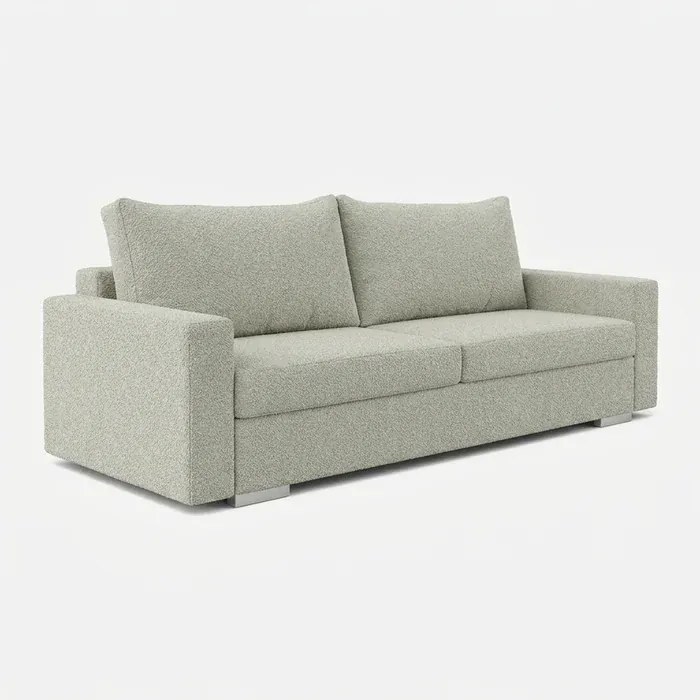 Sofa z Funkcją Spania DRAVOS Szara Boucle Nowoczesna