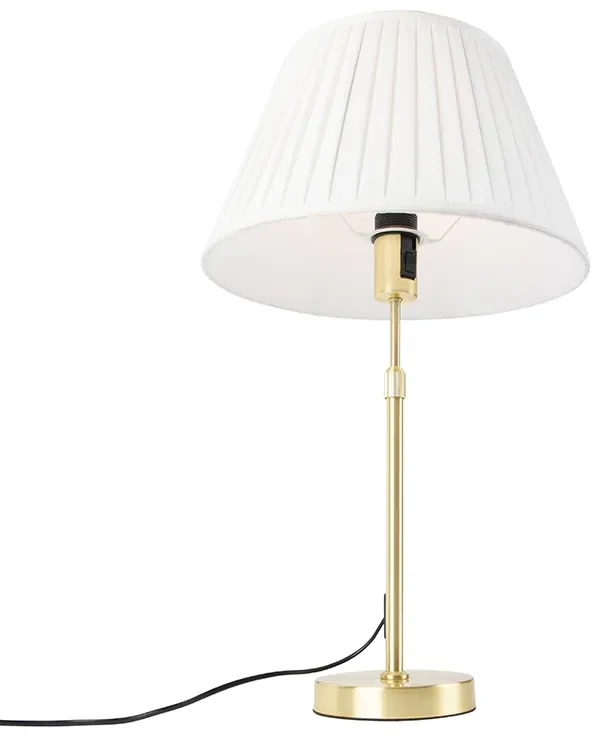 Lampa stołowa regulowana złota/mosiądz klosz plisowany kremowy 35cm - Parte klasyczny/Antyczny Oswietlenie wewnetrzne