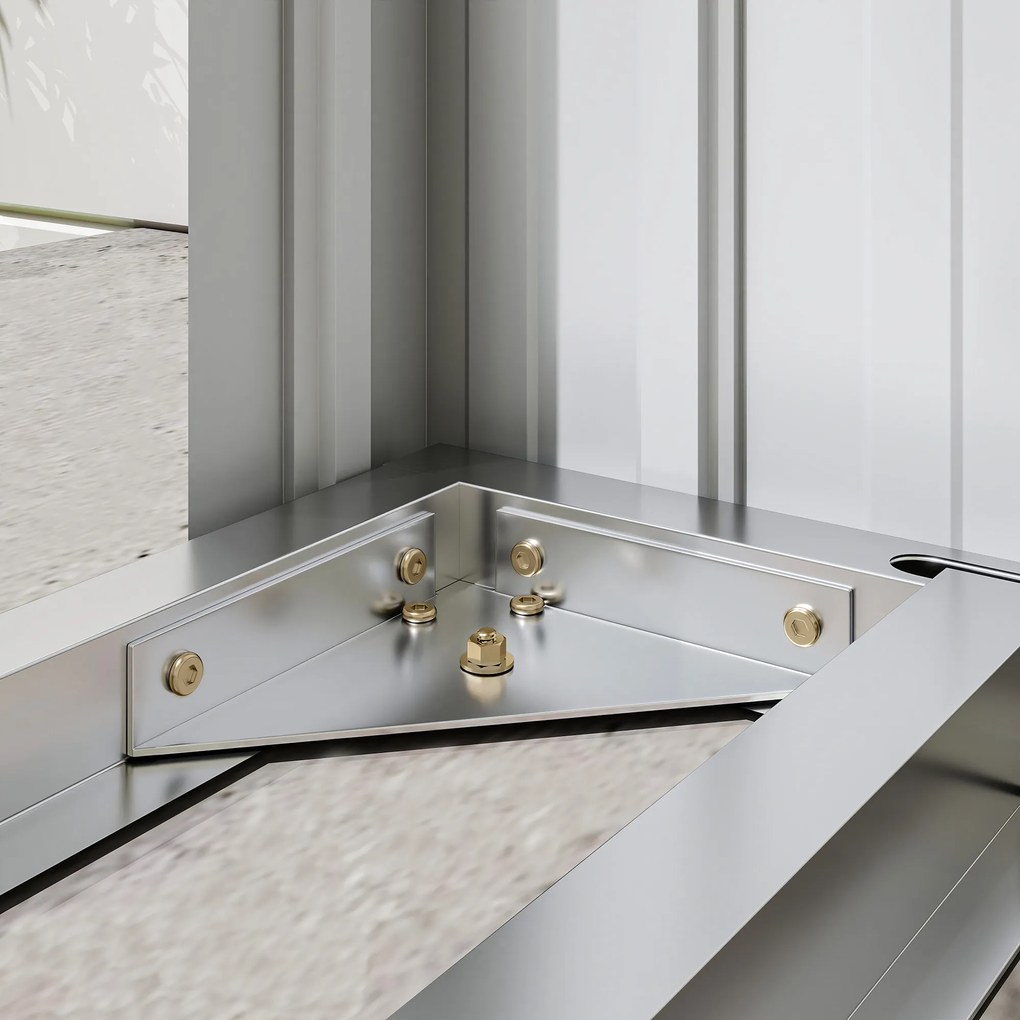 Wiata na drewno opałowe Outsunny, stal ocynkowana, podwyższona podstawa, dach jednospadowy, 213×66,5×150 cm, ciemnoszary