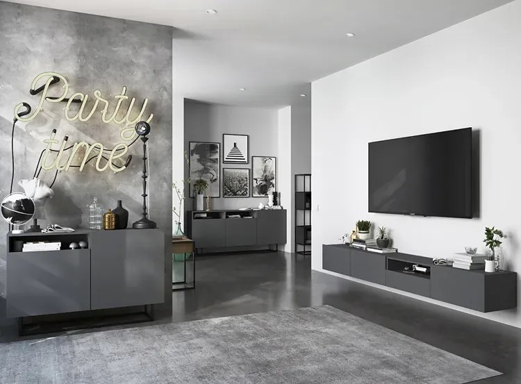 Szafka rtv na nóżkach grafitowa B6-F11