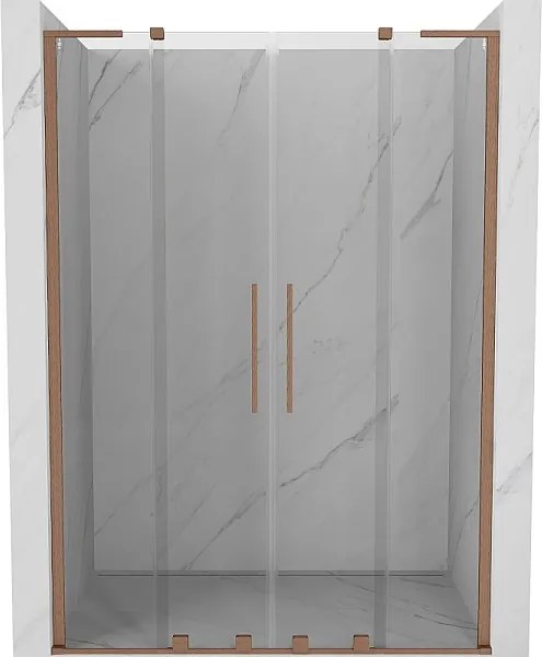 Mexen Velar L Duo drzwi prysznicowe rozsuwane 150 cm, transparent, miedź szczotkowana - 871-150-003-02-65