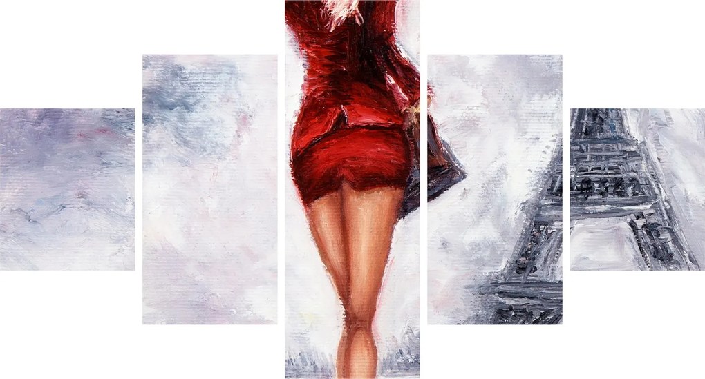 Obraz - Kobieta i wieża Eiffla (125x70 cm)