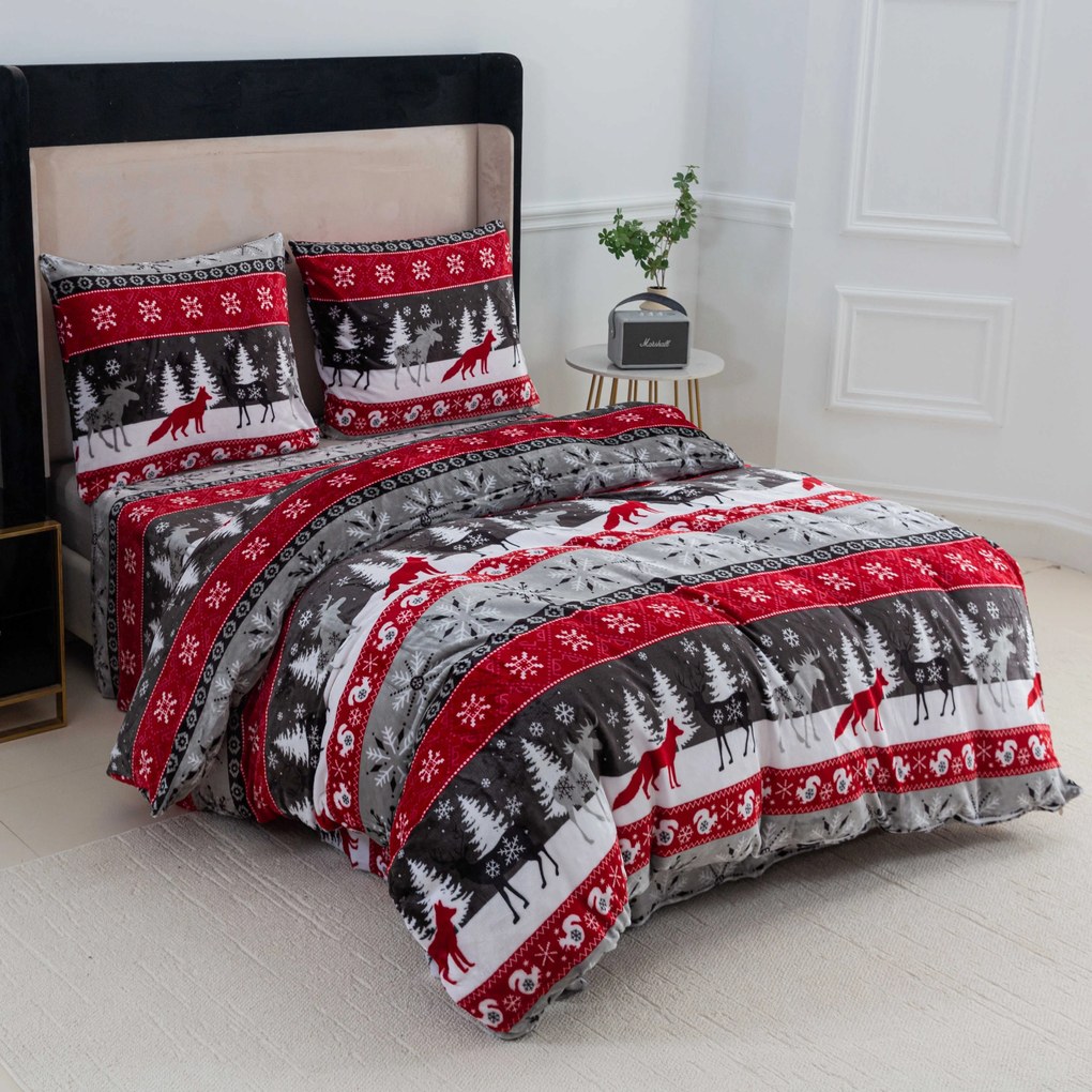 PrzytulneMieszkanie.pl PrzytulneMieszkanie.pl Pościel z mikropluszu SNOWY FOREST szara Rozmiar pościeli: 70 x 90 cm | 140 x 200 cm