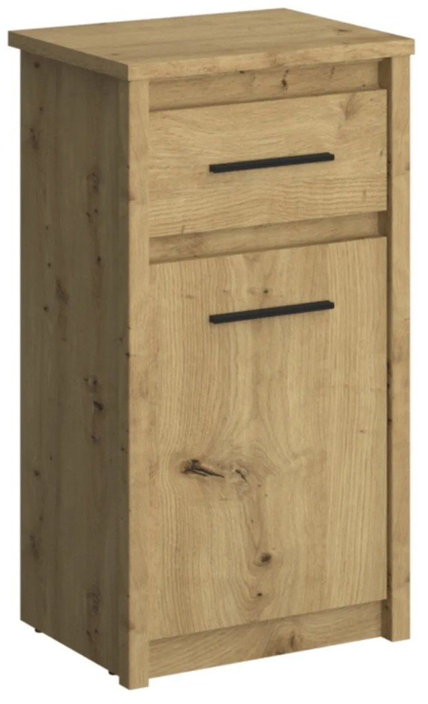 Komoda z Szufladą Drewniana Wąska do Przedpokoju OPIA 48 cm Dąb Artisan Klasyczna