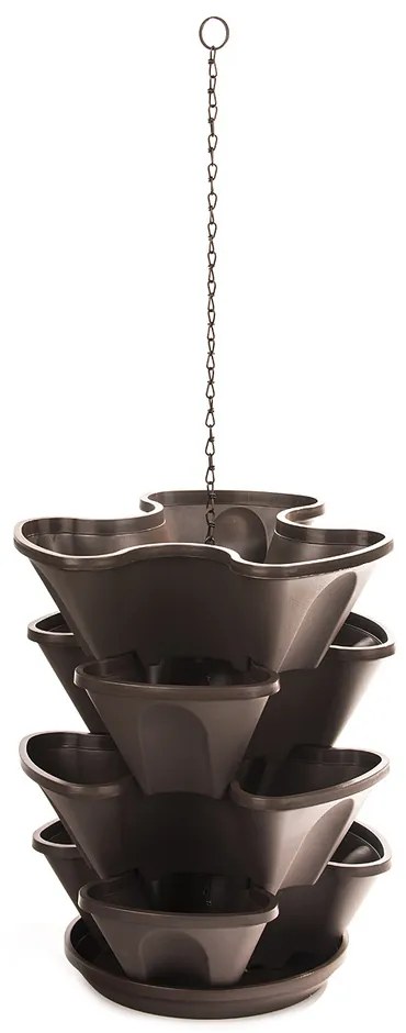 Doniczka kaskadowa wisząca czteropiętrowa, brązowy, 43 cm
