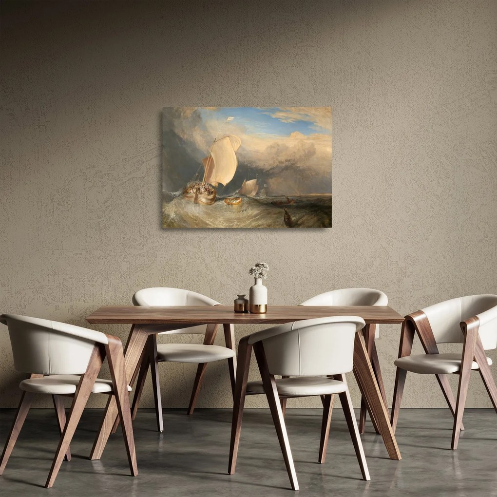 Obraz na szkle - William Turner, Fishing Boats with Hucksters Bargaining for Fish, reprodukcje (70x50 cm)