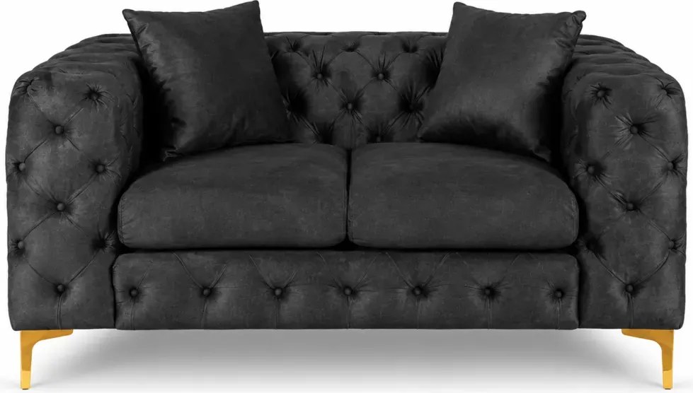 Luksusowa sofa Loario welurowa glamour z pikowaniem – elegancka sofa dwuosobowa do salonu