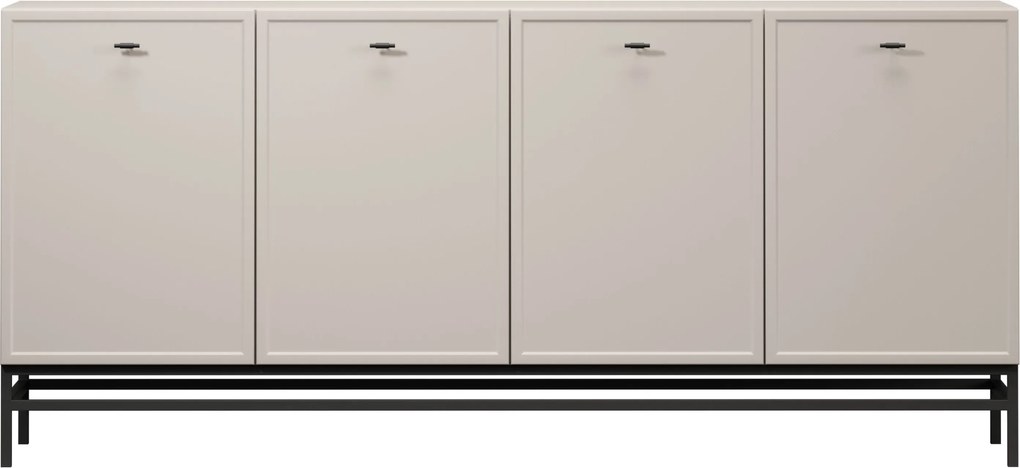 Komoda Lorini 200 cm czterodrzwiowa - kaszmir / czarne uchwyty T-bar / stelaż