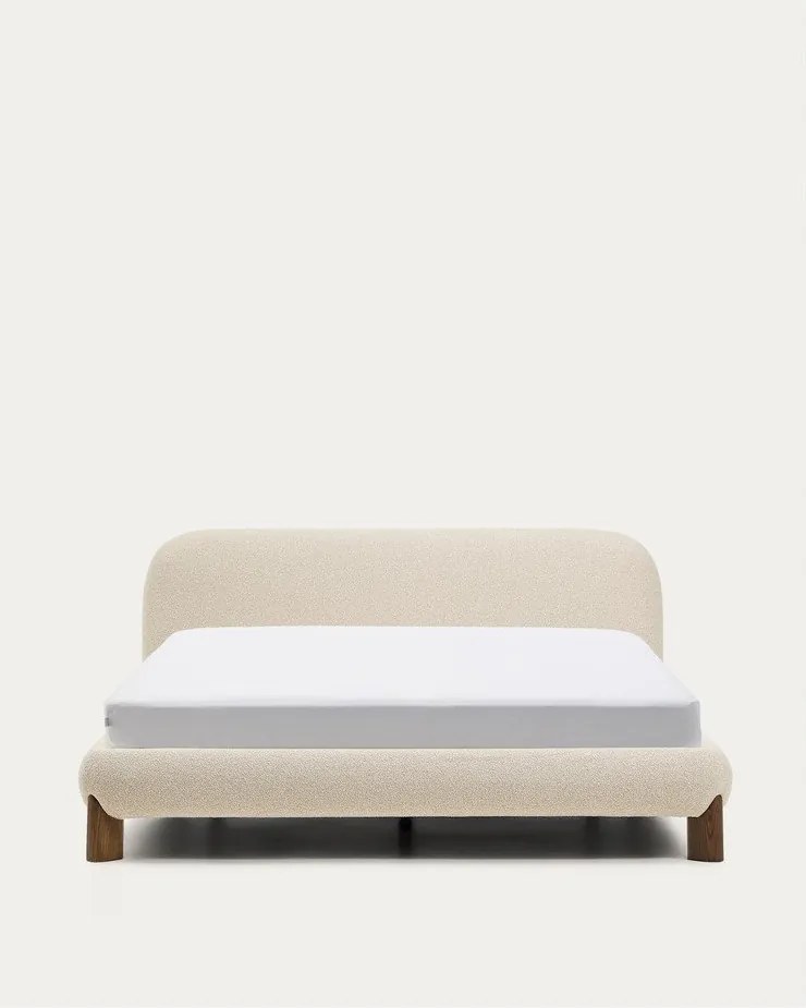 Beżowe tapicerowane łóżko dwuosobowe bez stelaża 180x200 cm Odina – Kave Home