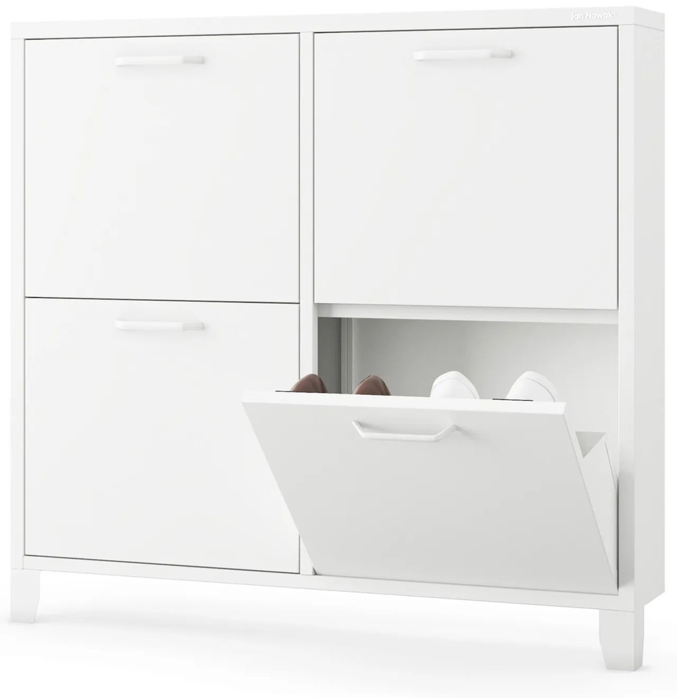 Szafka na buty metalowa wąska biała  SHIRLEY 960 x 900 x 170 mm