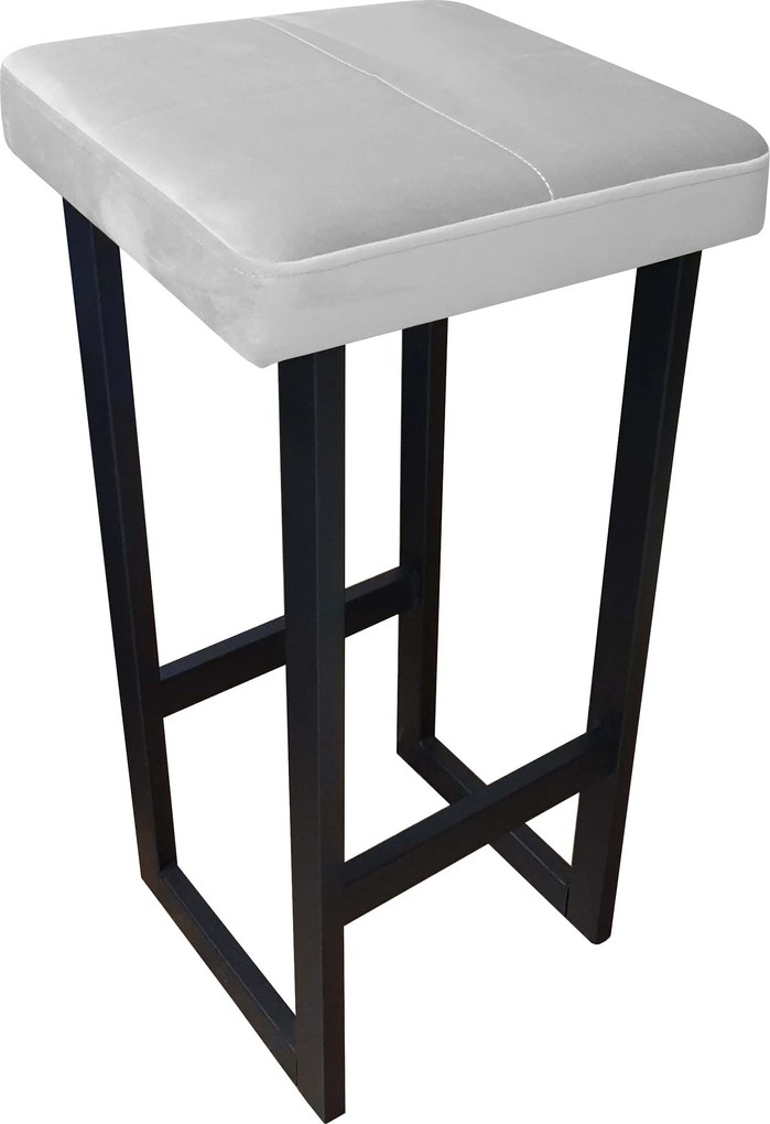 Hoker ALEX krzesło barowe tkanina Welur podstawa metalowa : Kolor Stelaża - Czarny , Kolor tkaniny - VELVET - MG39, Wysokość - 75 cm