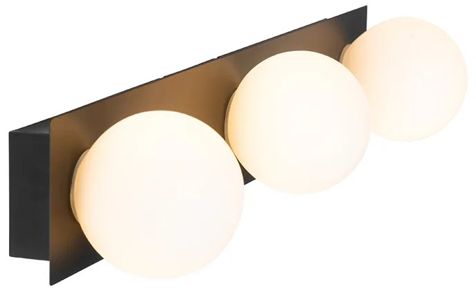 Nowoczesna lampa ścienna czarna 48 cm IP44 3-światłowa - Cederic Nowoczesny Oswietlenie wewnetrzne