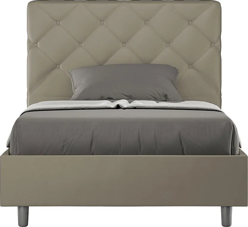 Łóżko bez stelaża tapicerowane 140x190 sztucznej skóry cappuccino Priya