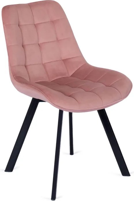 Krzesło Tapicerowane do Salonu RICK Różowe Welurowe Nowoczesne Loft