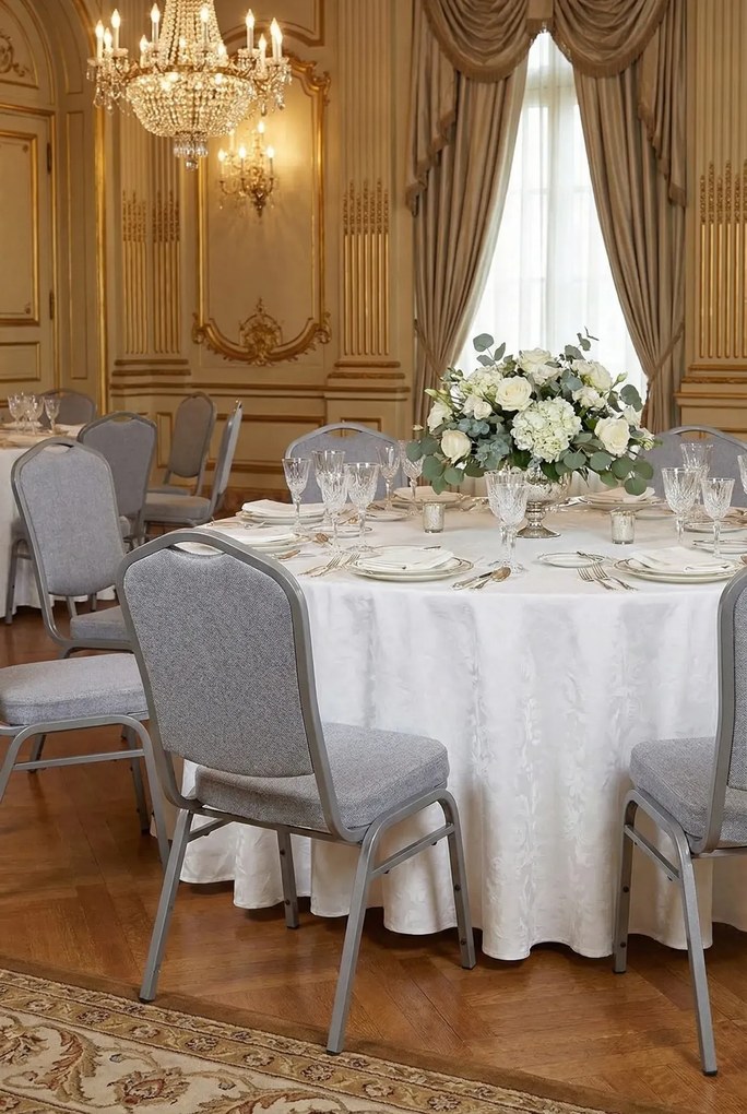 Jasnoszare gładkie krzesło bankietowe C8-R37